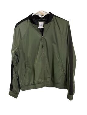 Gap Men’s Bomber Jacket Green Black Full Zip Size Medium
